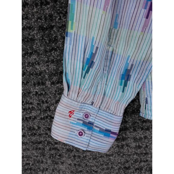 Robert Graham Shirt Mens XL Striped Geometric Print Long Sleeve Designer Casual - Picture 11 of 15